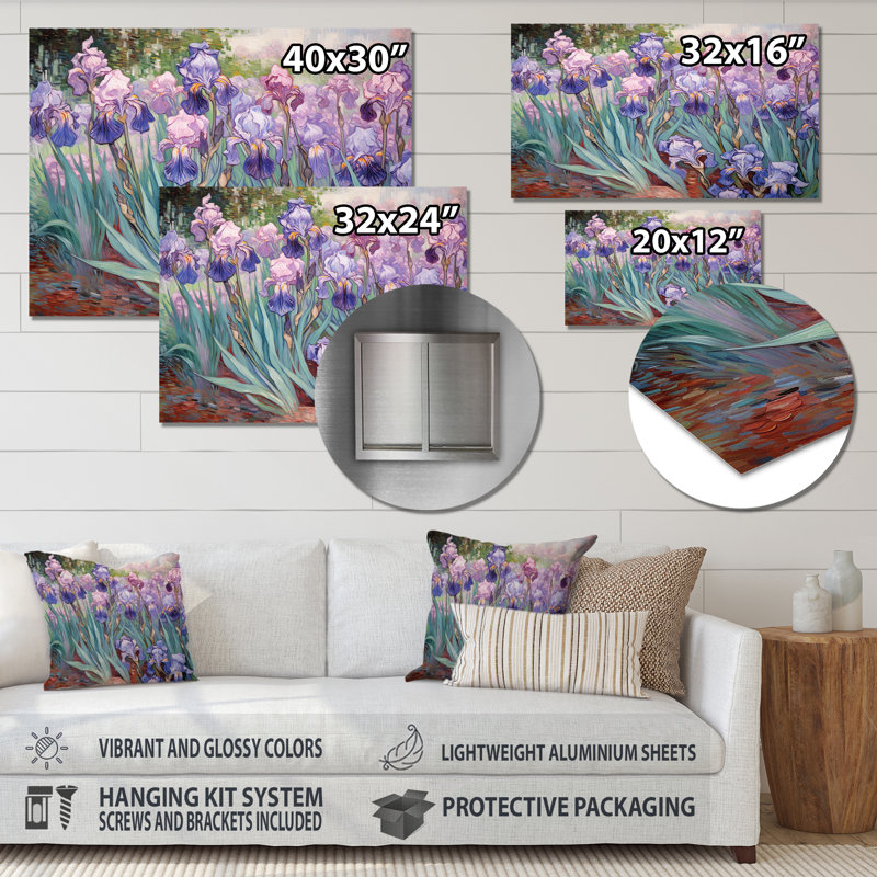 Reproduction d'art mural Kassie - Iris, H 16 po x l 32 po, Sans cadre, métal