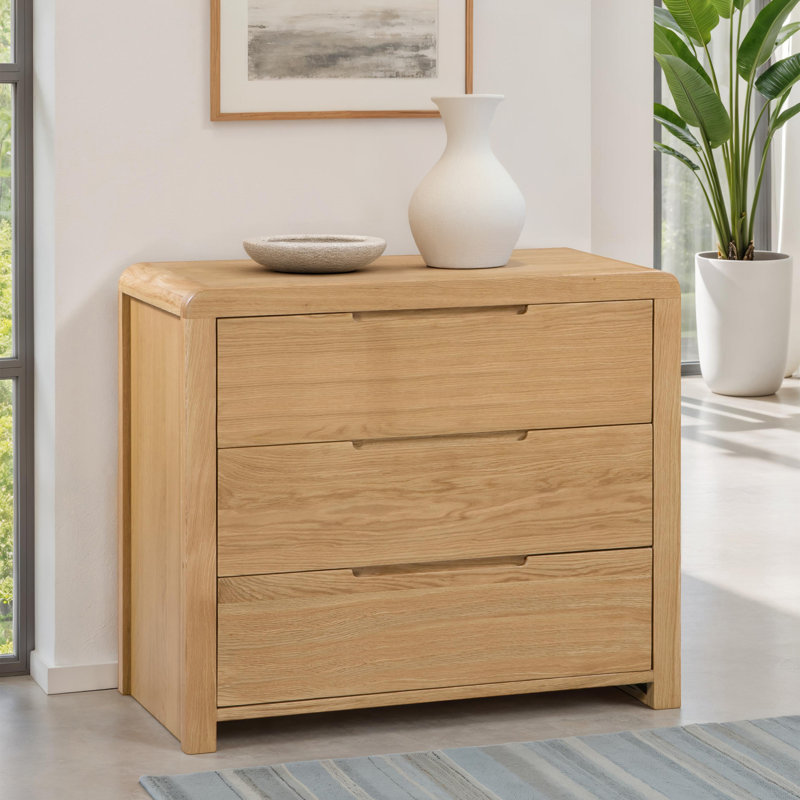 Bruner Solid Wood 85 cm W Chest of 3 Drawers