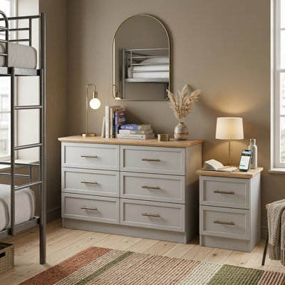 Cleverton Bedside Table And 6 Drawer Chest Bedroom Set