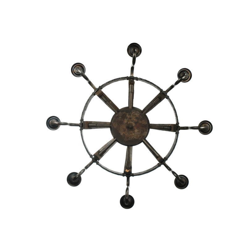 Rustic Elegance 8-Light Bronze Wagon Wheel Chandelier with Ivory Accents