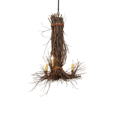 24" Wide Twigs 3 Light Chandelier
