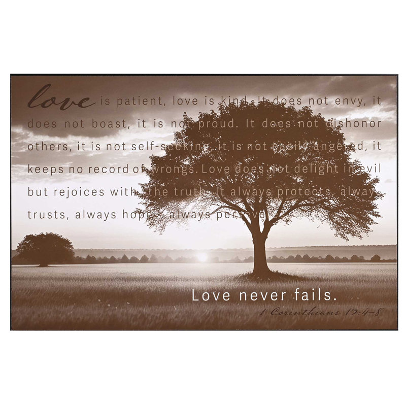 Wall Plaque Love Never Fails 15x10