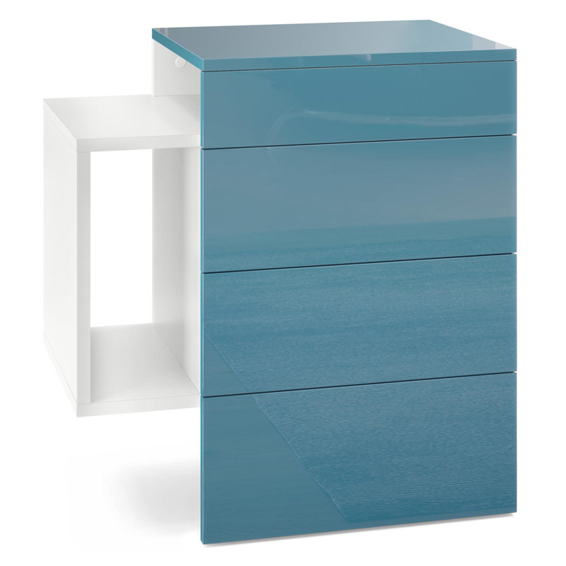 Mcardle 2 Drawer Bedside Table, Petrol, Without LED