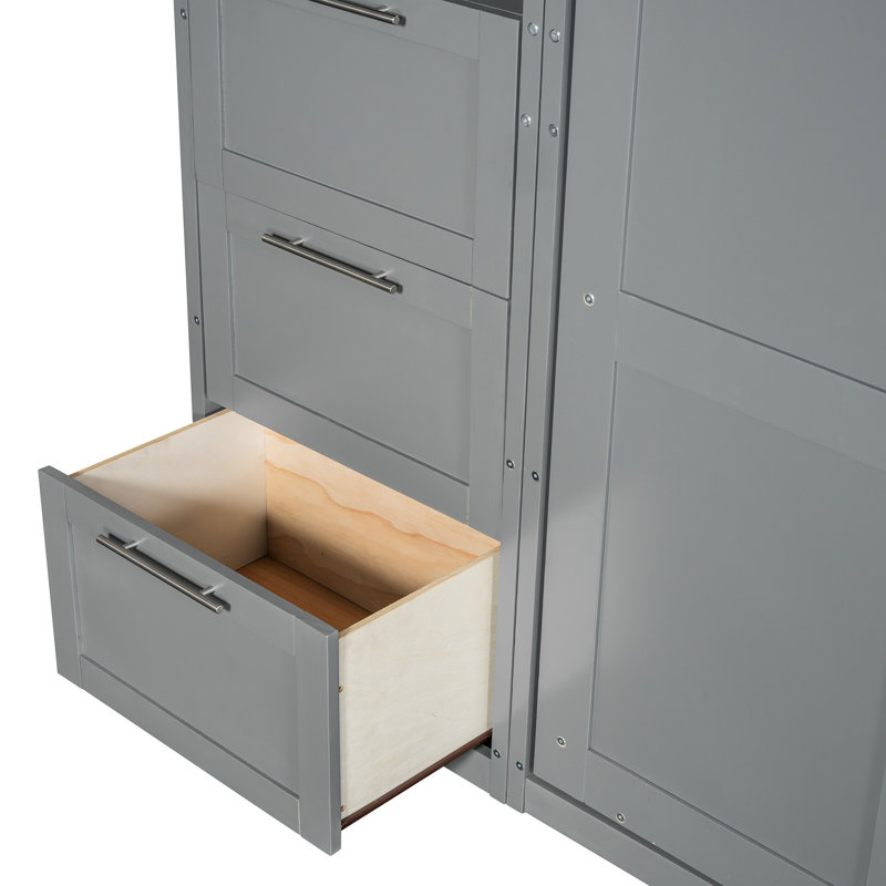 Lit Space en gris avec compartiments de rangement latéraux grand choix polyvalent - personnalisez votre espace de vie