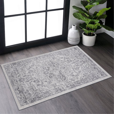 2X3 Silver / Oriental Doormat Rug