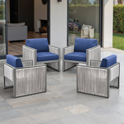 Chaises longues d'extérieur avec coussins Trinie (ensemble de 4)