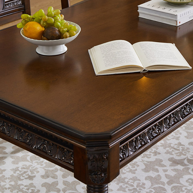 Table de salle à manger en érable dur sculpté de style américain, 30.31"H x 55.11"L x 31.49"W