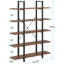 Bibliothèque pour chambre à coucher et salle d'étude 5 avec très grand espace de rangement, tablettes rustiques, construction, conception ouverte multifonctionnelle, présentoir décoratif antidérapant, fiable