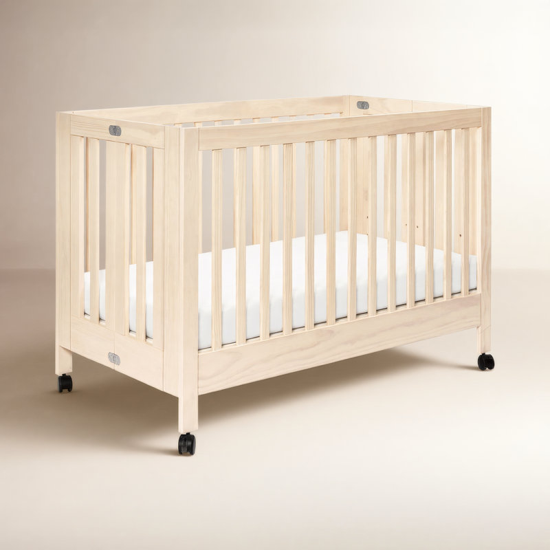 Maki 2-in-1 Convertible Portable Crib, Washed Natural