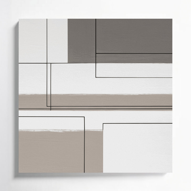 Minimalisme 17, art mural sur toile grise, H 12 po x l 12 po