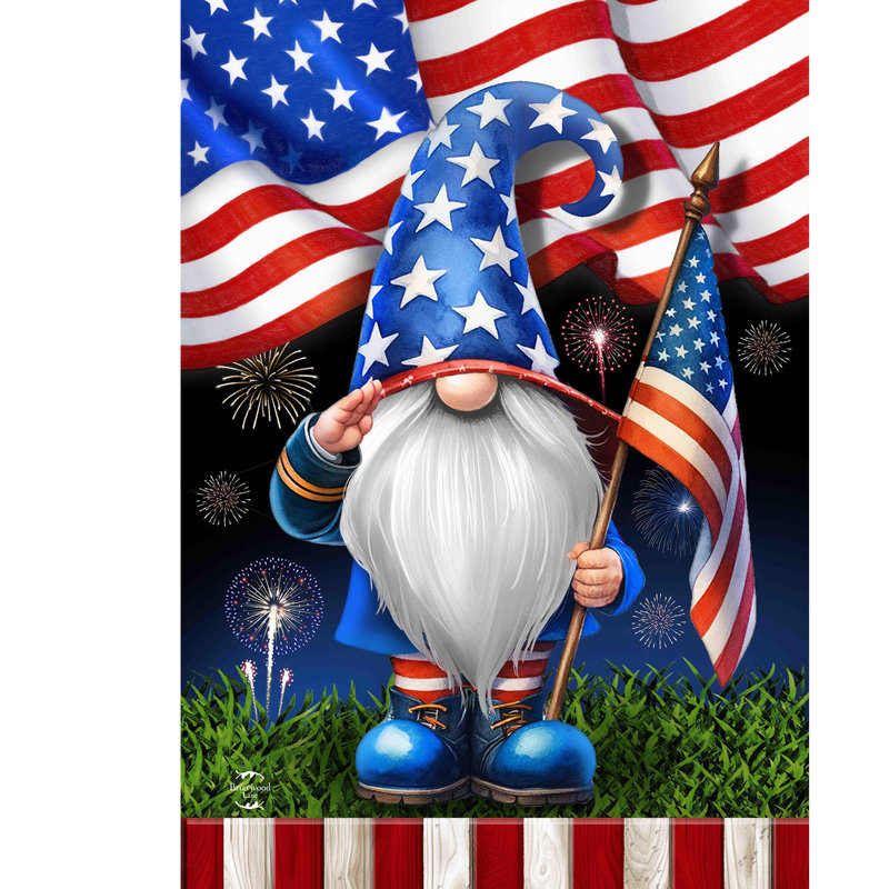 Drapeau de jardin saluant gnome