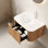Meuble-lavabo de 30 po avec lavabo artistique rayé transparent, finition 3D grain de bois naturel, armoire pré-assemblée, glissières de tiroir à fermeture en douceur, grand espace de rangement, contreplaqué, décor moderne
