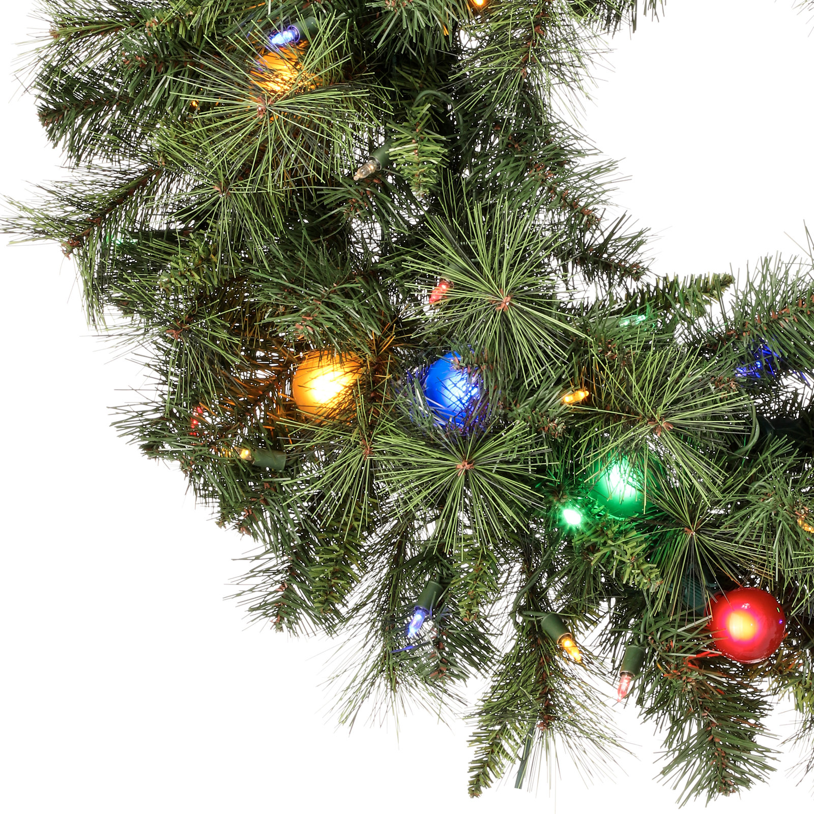 Pvc Greenery Pre-Lit Belgium Wreath, 30" W x 30" H x 6" D, Multicolored