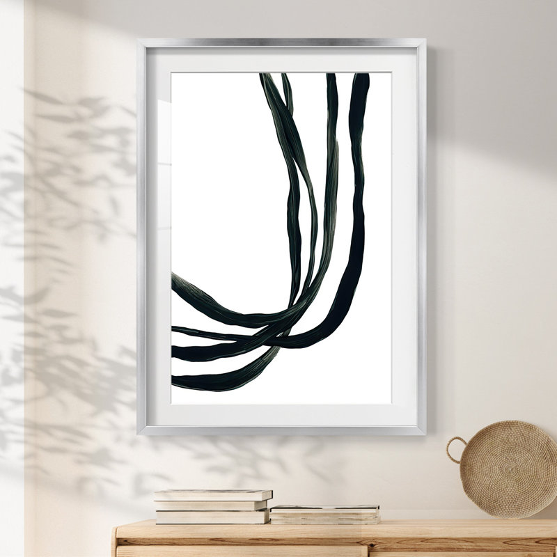 Onyx Ribbon I - Impression encadrée, H 28,5 po x l 20,5 po, Argent argent