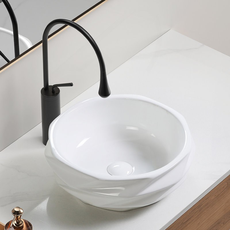 Round Ceramic Vessel Sink For Bathroom