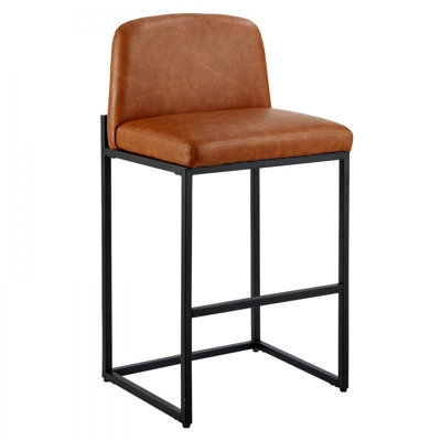 Bar Stool, Counter Height Stools, Modern PU Leather Counter Barstool with Backrest, Metal Legs, Easy Assembly Armless Bar Chair, Island Barstool for K