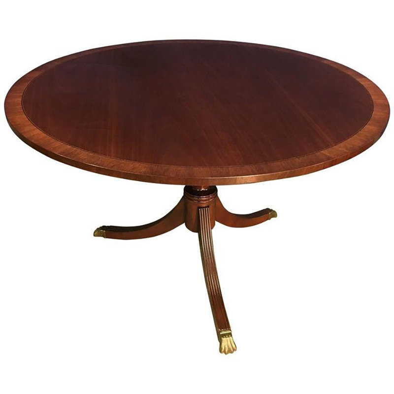48" Round Banded Mahogany Table