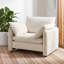  Fauteuil rembourré en chenille de 42,1 po de largeur avec 2 coussins et passepoil, beige