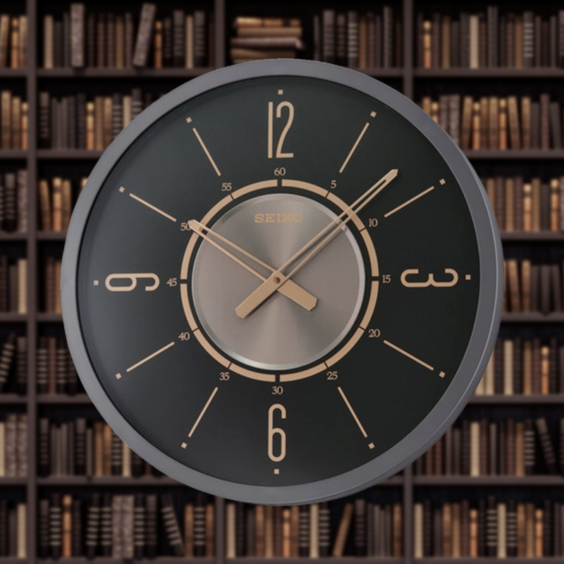 QXA759KLH Wall Clock, Black, Black