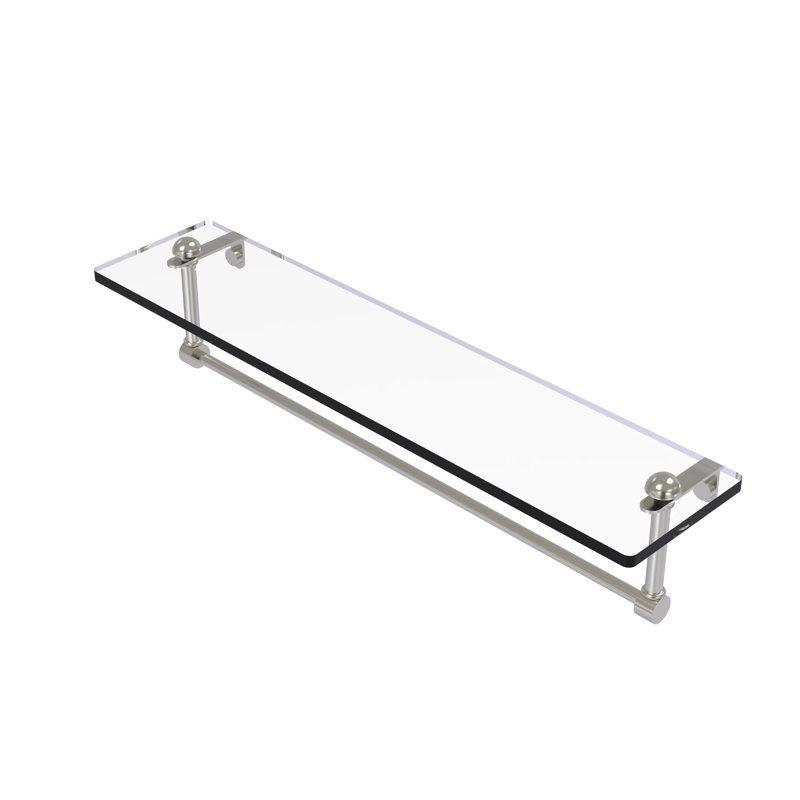 Gober Bracket Shelf with Towel Bar, 22", Satin Nickel