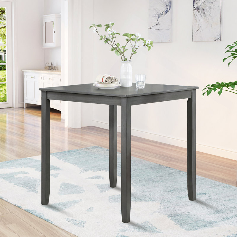 Wooden Dining Square Table, Kitchen Table, 4 Person Dining Table,ONLY THE TABLE, 30"H x 34.5"L x 34.5"W, Gray