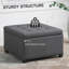 Banc ottoman de rangement capitonné, gris foncé