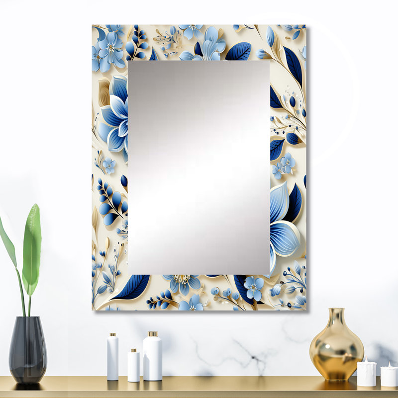 Garabet Scandinavian Simplicity Paisley Pattern - Paisley  Decorative Mirror, Paisley, Floral Large Wall Mirror, Printed Metal Art