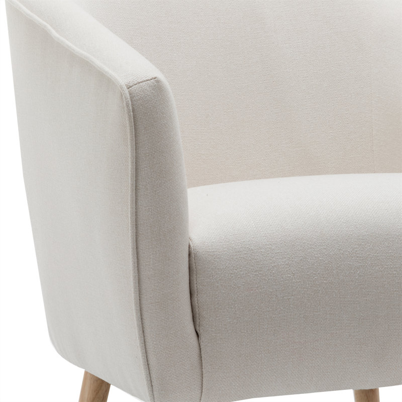 Fauteuil demi-tonneau Mid-Century, Crème, crème