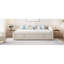 Lit de jour double rembourré en L avec lit gigogne escamotable, beige