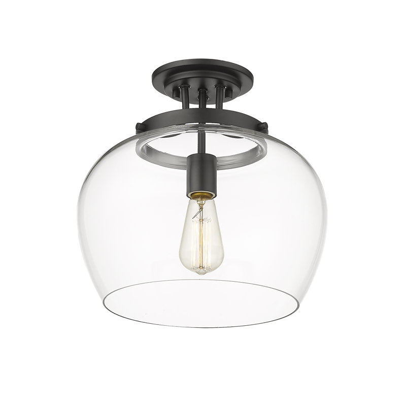 Plafonnier semi-encastré 1 lumière Caridad, Noir mat