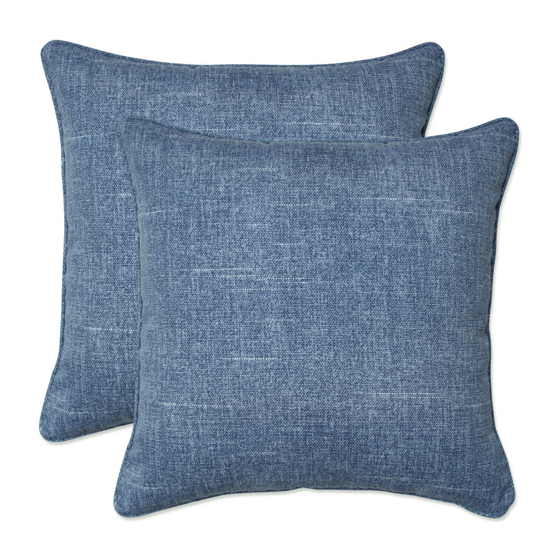 Tory Denim Blue Textured Indoor/Outdoor Lumbar Pillows Set of 2