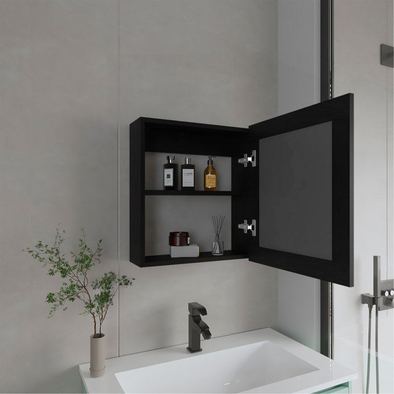 Payson Medicine Cabinet in Melamine With Included Mirror, Black