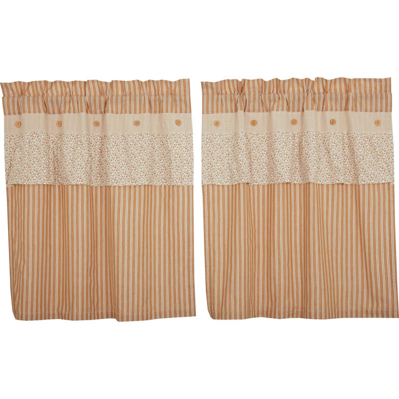 Reta Cotton Striped Cafe Curtain, 36" W x 36" L