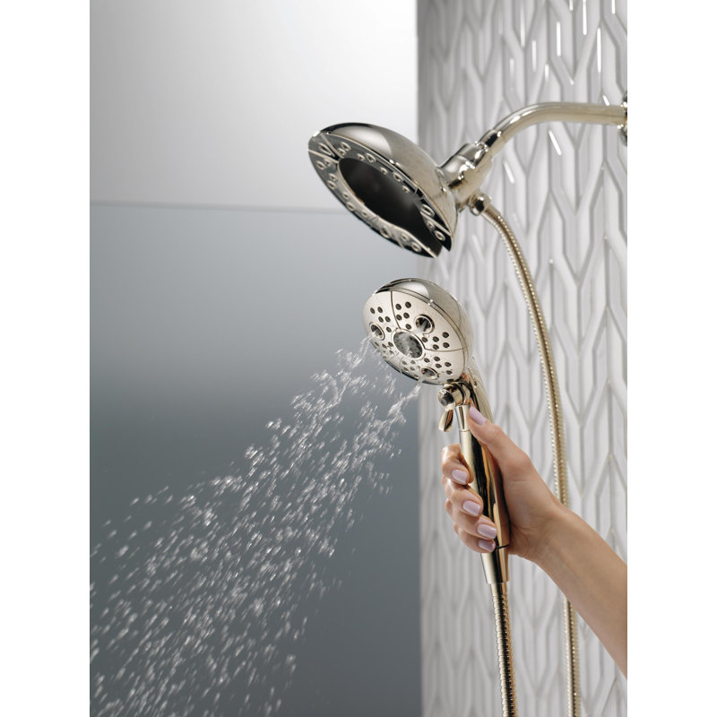 Universal Showering Components Fixed Shower Head with H2Okinetic Technology, Brilliance Polished Nickel