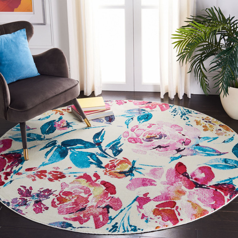 Tapis à motif floral Lillian 300 Performance, Rond 6 pi 7 po