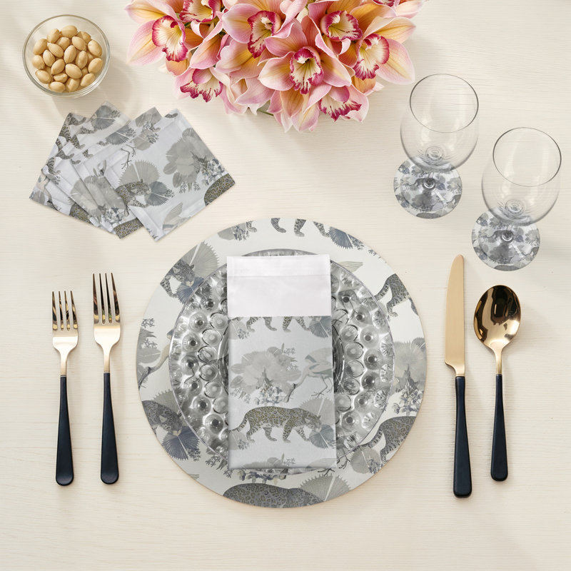 Leopard Walk Pebble 16" Vinyl Placemat, Cameo