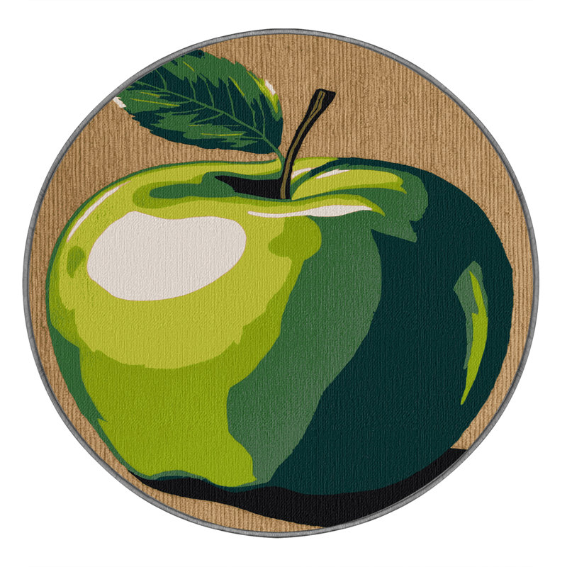 Tapis lavable pomme avec pommes Granny Smith, Rond 7 pi