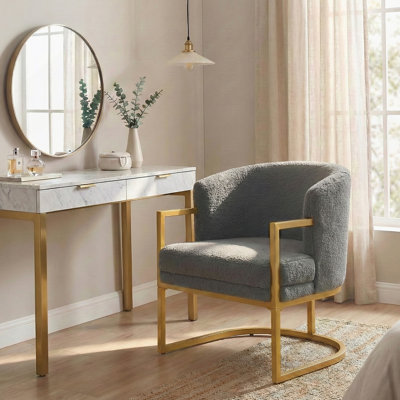 Chaise de lecture rembourrée avec fauteuil en métal doré moderne Modern Accent Chair