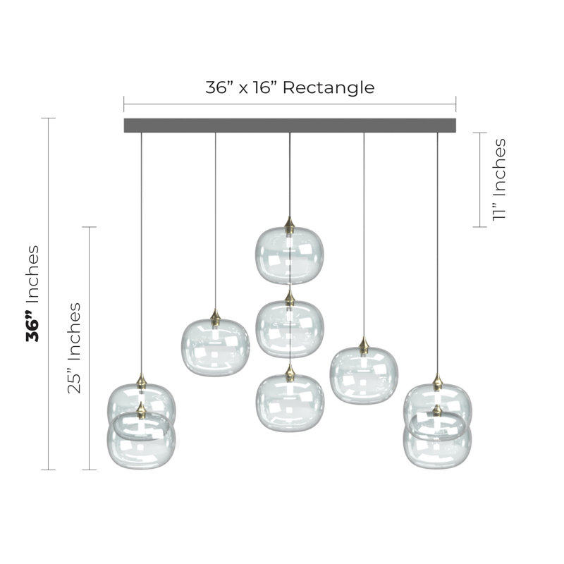 Bellagio 9 - Light Pendant, 36" H x 36" W x 16" D, White