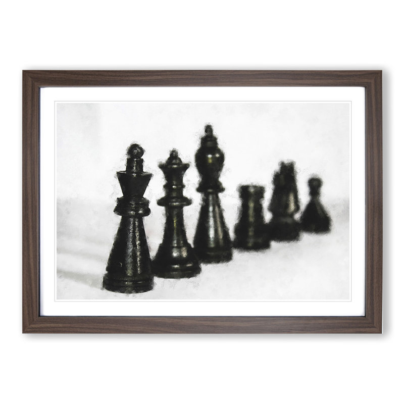 Chess Pieces Vol.1 - Picture Frame Graphic Art, 36cm H x 48cm W x 2cm D, Walnut Framed