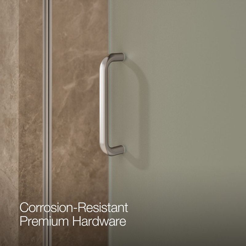 Elate Tall Sliding Shower Door, 75-1/2-In H X 56-1/4 - 59-5/8-In W, With Heavy 5/16-In Thick Crystal Clear Glass With Privacy Band