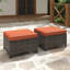 Ensemble de 2 repose-pieds d'extérieur en rotin tissé à la main avec coussins élastiques - Multifonctionnel pour la terrasse, le jardin et la cour-330269018