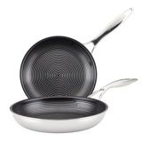 Circulon Clad Stainless Steel Frying Pans with Hybrid SteelShield, 2 Piece, Silver