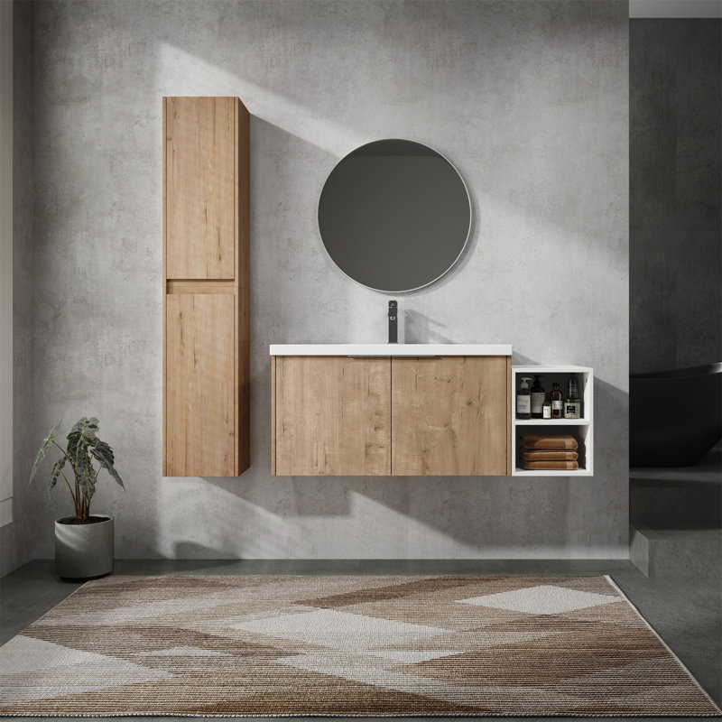 Meuble-lavabo mural avec lavabo et armoire latérale, 36"