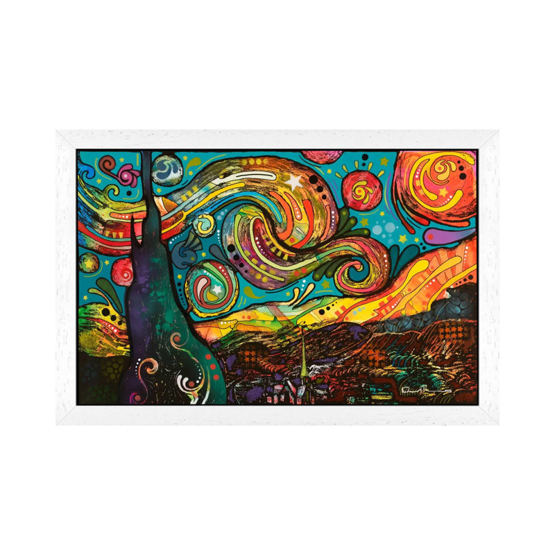 Starry Night 1 Piece Wall Art on Canvas, 66.04 cm H x 45.72 cm W, White Framed