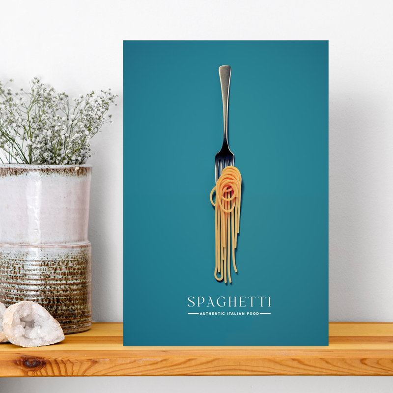 Art mural moderne italien, fourchette à spaghetti italienne, H 18 po x l 12 po