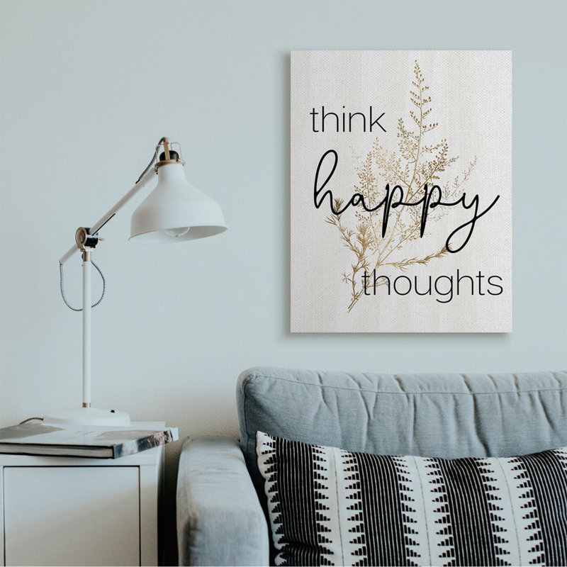 «Think Happy penséts» par Daphne Polselli - impression d'art graphique, Toile tendue, H 40 po x l 30 po x 1,5 po