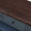 Console rétro avec deux tablettes ouvertes, structure en bois de pin massif et pieds pour le salon (bleu marine)-350369167-350369165