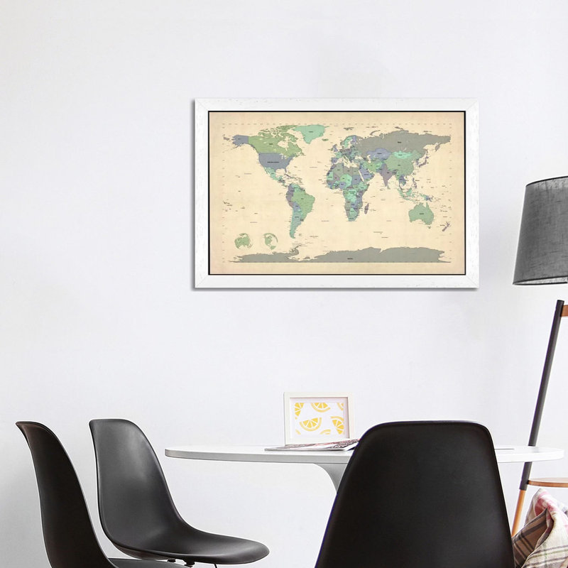 Map Of The World VI by Michael Tompsett - Print on Canvas, 66.04 cm H x 45.72 cm W x 1.91 cm D, Wrapped Canvas