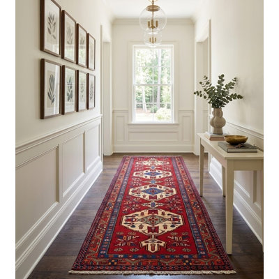 One-of-a-Kind Red Tribal 3'5X10 Oriental Area Rug
